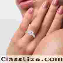 Engagement ring, 925 Sterling silver, bridal wedding ring, Round moissanite ring For Women, 14k White gold, stacking CZ ring set ZEN