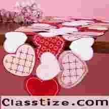 GRANDDECO Valentines Day Table Runner Love Sweet Red Heart Table