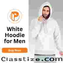 Men's Classic White Hoodie by Parmar Apparel