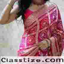 Buy Pink Bandhej Banarasi Silk Saree and Rajasthani Bandhani Saree