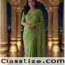 Get Premium Light Green Embroidery Silk Saree in Affordable Rate