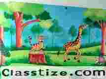 Pre Primary School Cartoon Wall Painting 