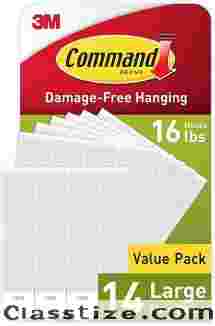 Command Large Picture Hanging Strips, White, Holds up to 16 lbs, 14-Pairs, Easy to Open Packaging
