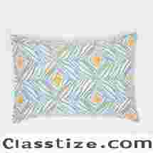 Monochromatic Mustard & Blue Hand Block Print Cotton Pillow Cover