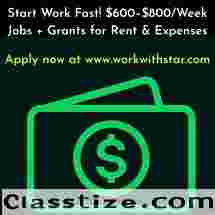 Start Work Fast! $600–$800/Week Jobs and Grants for Rent & Expenses