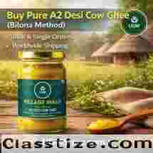 Buy Pure A2 Desi Cow Ghee (Bilona Method) – Bulk & Retail Supplier India | Worldwide Shipping