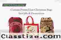 Custom Printed Jute Christmas Bags for Gifts and Promotions