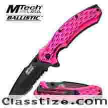 Mtech USA Ballistic Spring Assisted Knife - Pink Handle