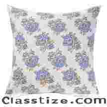 Buy Vanya Beige and Grey Cotton Cushion Cover Online