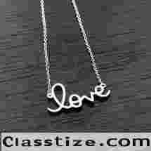 Sterling Silver Love Script Pendant Necklace | Love Letter Necklace