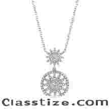 14K White Gold Diamond Starburst Necklace
