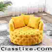 Italian-Inspired Luxury Linen Single Sofa with Rotatable Pull Buckle Design