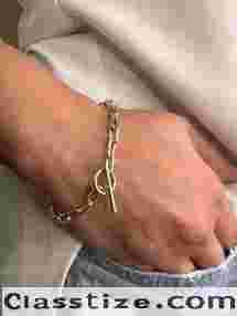 14K Gold Toggle Clasp Paperclip Bracelet - zoeyreeddesigns