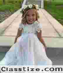 White Bohemian Flower Girl Dress Sienna Style