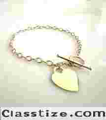 14K Yellow Gold Toggle Clasp With Heart Charm - ZoeyreedDesigns