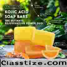 Kojic Acid Soap, Turmeric Soap Bar & Orange for Hyper-pigmentation,