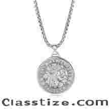 Stainless Steel St. Christopher Round Pendant with Box Chain