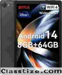 10 inch Tablet, 64GB Storage, Black | Android 14 Tablet,