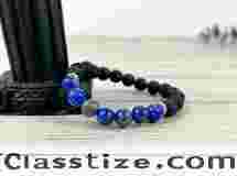Essential Oil Bracelet - Diffuser Bracelet - Aromatherapy Bracelet - Lapis Lazuli Bracelet - Stretch Bracelet - Black Lava Rock