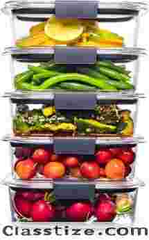 Rubbermaid Brilliance BPA Free Food Storage Containers with Lids, Airtight, for Lunch