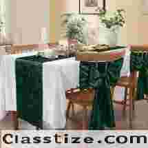 MILVOWOC 12 Pack Emerald Green Satin Table Runner