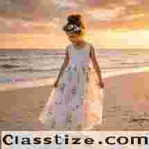 Bohemian White Flower Girl Dress