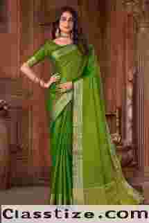 Silk Sarees With Fancy In Green Colour