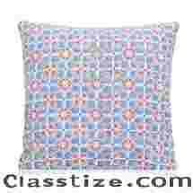 Buy Indian Way Blue Hand Block Printed Cotton Cushion Cover Online