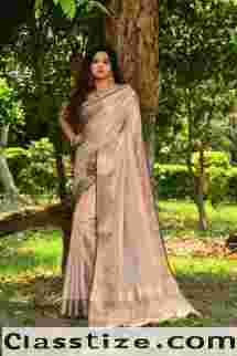 Linen Silk Saree With Zari Work