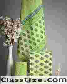 Buy Sanganeri Green Hand Block Print Cotton Suit Sets With Cotton Dupatta