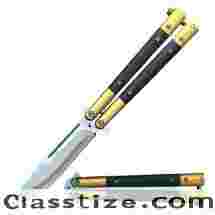 Clip Point Creature Comforts Golden Butterfly Balisong Knife Flipper