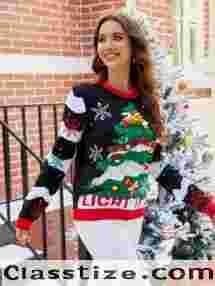 Christmas collection of Christmas Ribbed Round Neck Long Sleeve Knit Tops, Long Sleeve Sweaters, Round Neck Sweater and Scarf Sets, and Round Neck Long Sleeve Sweatshirts