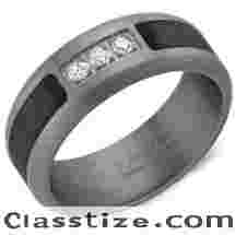 Crown Ring Grey Tantalum Diamond Wedding Band