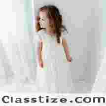 Boho Crochet Flower Girl Dresses, Ivory Tulle Wedding Dress