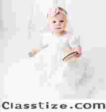 The Eve Dress Baby Girl Baptism Gown, White Lace Christening Dress