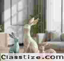 Adorable Rabbit Resin Statue Set 