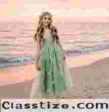 Sage Green Blossom Flower Girl Dress