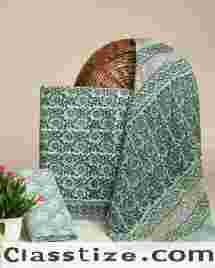 Buy Premium Floral Sanganeri Printed Cotton Suit With Chiffon Dupatta 