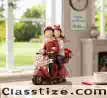 Romantic Valentine Couple on Scooter | Love Themed Home Décor Statue