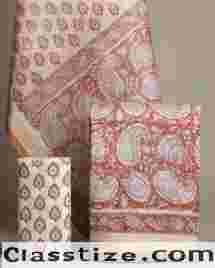Premium Hand Print Maheshwari Silk Suit Set Online 